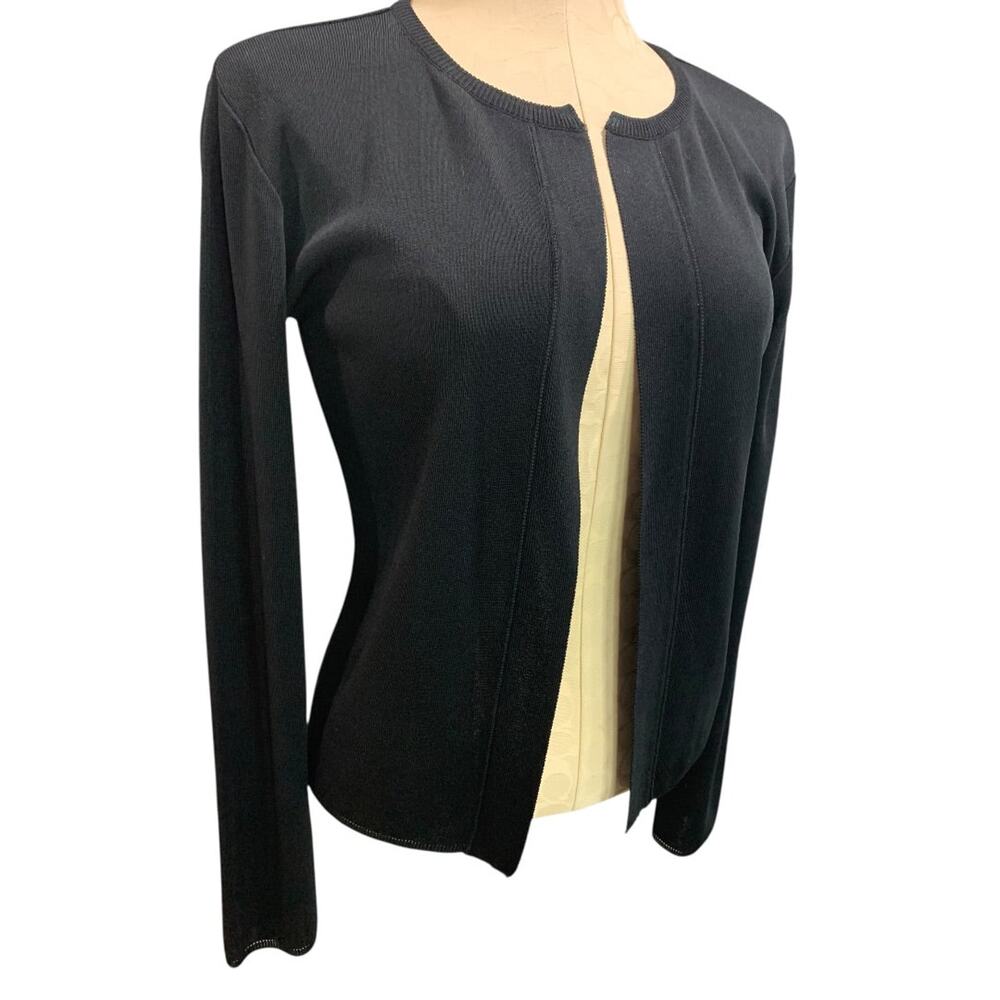 Small Asahi Kasei Womens Black Open Lightweight Cardigan Sweater Japan